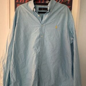 Ralph Lauren Men's Light Blue Checkered Shirt